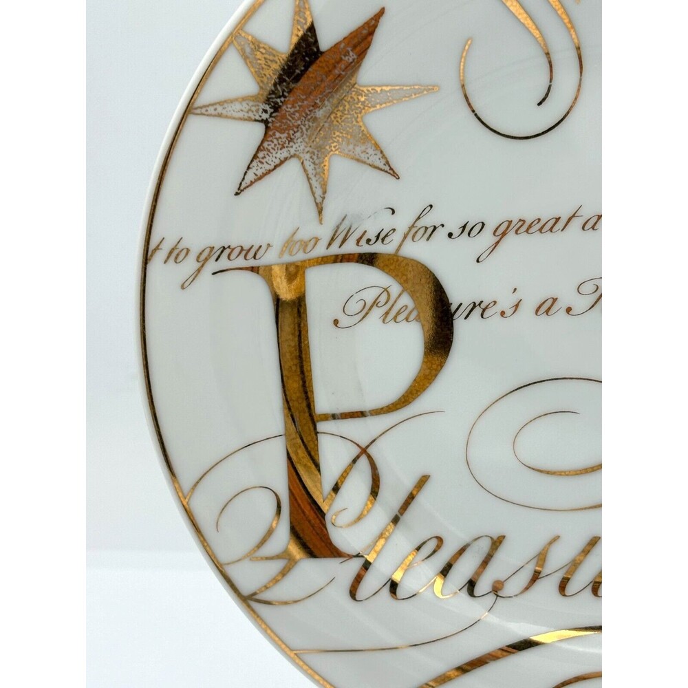 Pottery Barn Salad Dessert Plates Bone China Poetry‎ Gold Trimmed 8.5" Set of 4 - Picture 14 of 16